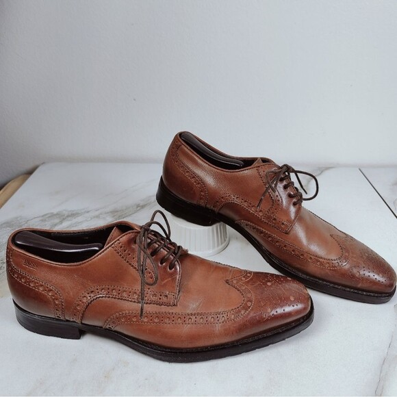 BOSS Hugo Boss Clasto Cognac Leather Wingtip Oxford Dress Shoes, Sz 8.5 main image 6